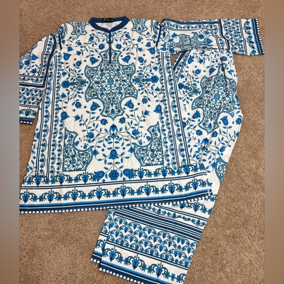 Blue and White short Shirt Pajamas - Picture 5 of 5